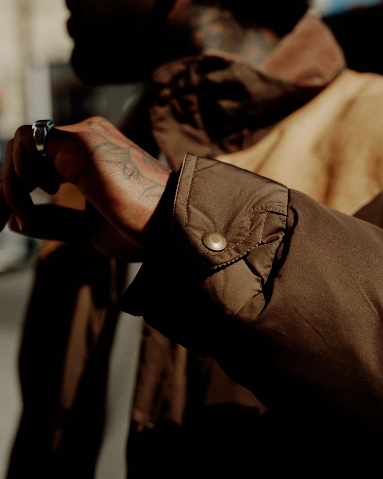 RRL Leather Yoke Western Jacket Dark Olive