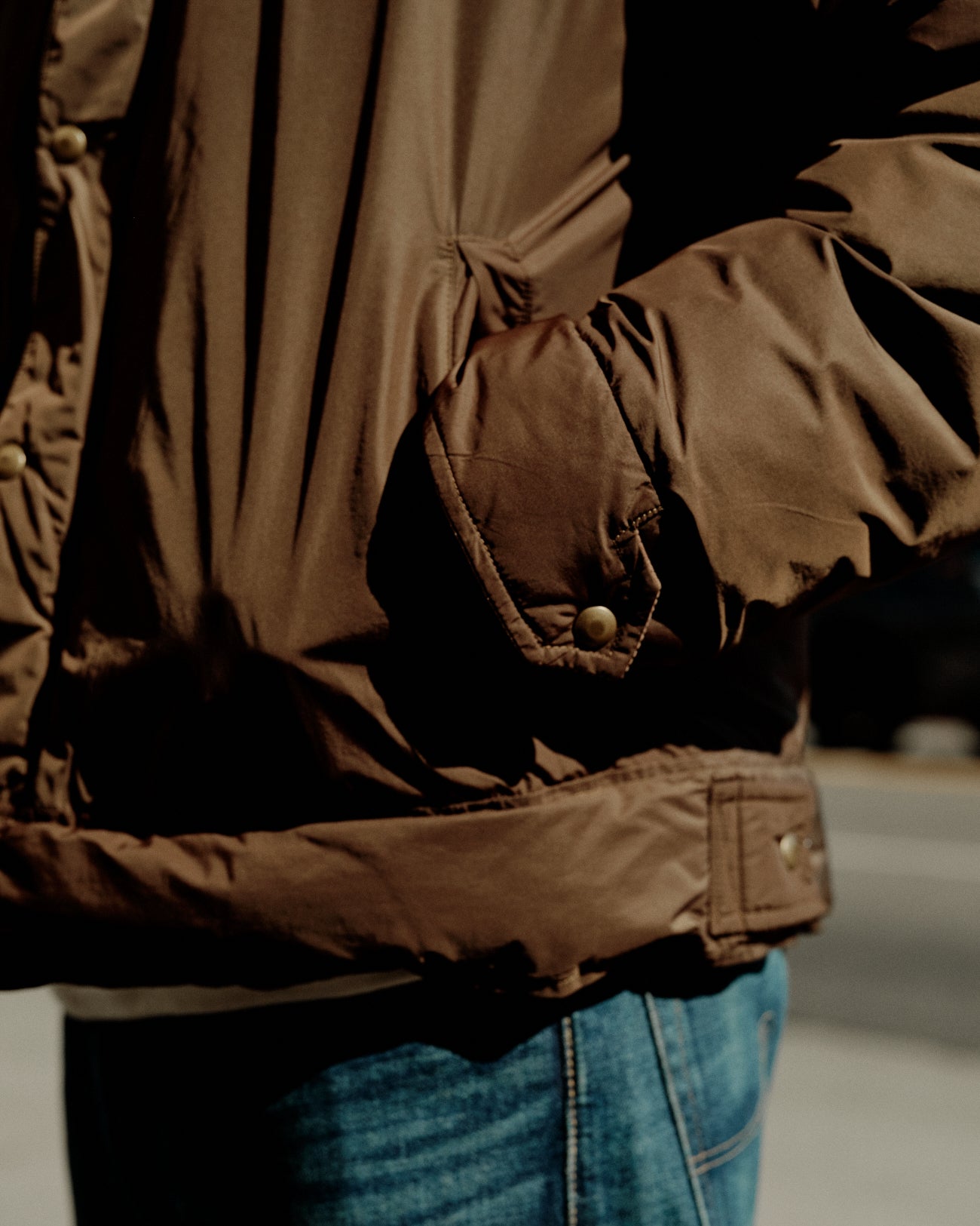RRL Leather Yoke Western Jacket Dark Olive
