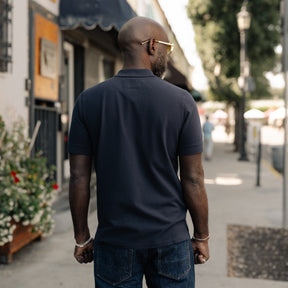Drake's Dark Navy Piqué Cotton Polo Shirt FINAL SALE