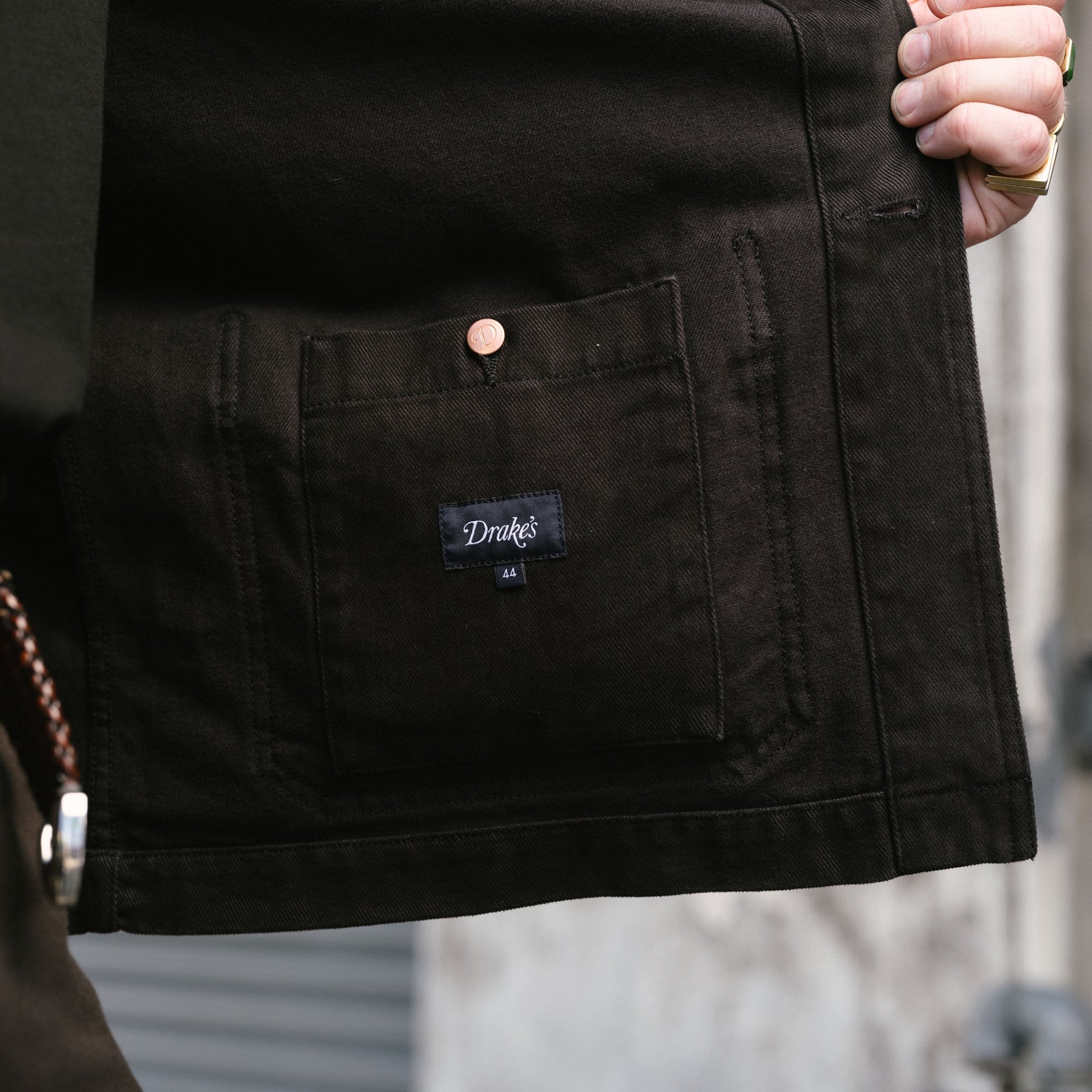 Drake's Black Heavy Twill Cotton Five-Pocket Chore Jacket