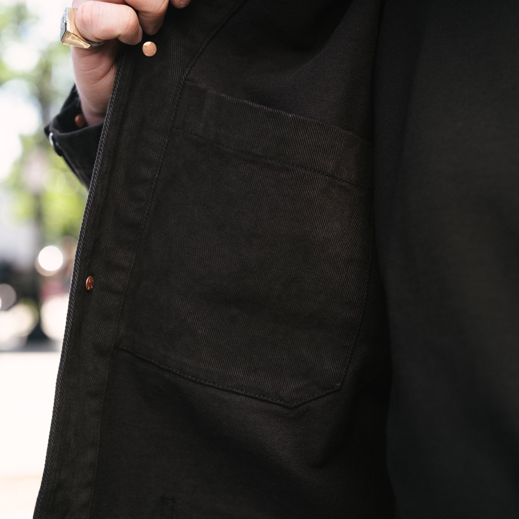 Drake's Black Heavy Twill Cotton Five-Pocket Chore Jacket