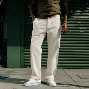 Drake's Ecru Cotton Twill Fatigue Trouser