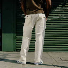 Drake's Ecru Cotton Twill Fatigue Trouser