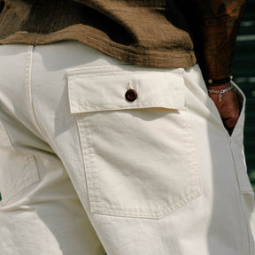 Drake's Ecru Cotton Twill Fatigue Trouser