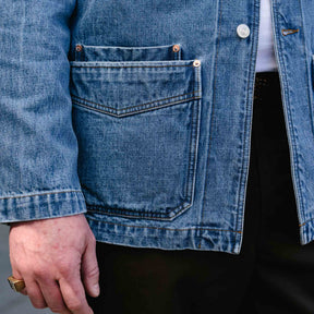 Drake's Bleach Wash Selvedge Denim Five-Pocket Chore Jacket