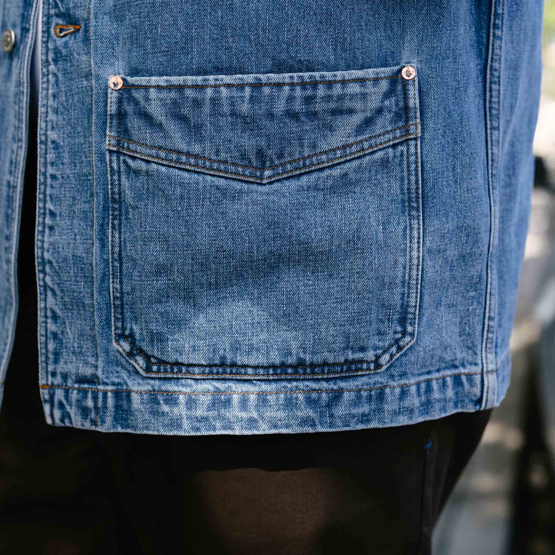 Drake's Bleach Wash Selvedge Denim Five-Pocket Chore Jacket