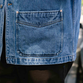 Drake's Bleach Wash Selvedge Denim Five-Pocket Chore Jacket