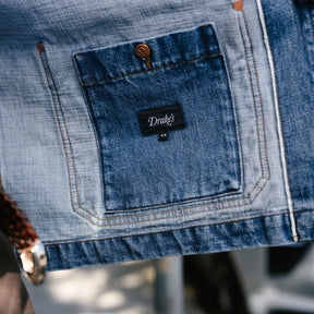 Drake's Bleach Wash Selvedge Denim Five-Pocket Chore Jacket