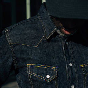 The Flat Head FN-SDW-001L 10oz Denim Western Shirt Blue