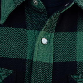 The Flat Head FN-SNW-101L Block Check Flannel Western Shirt Green x Black FINAL SALE
