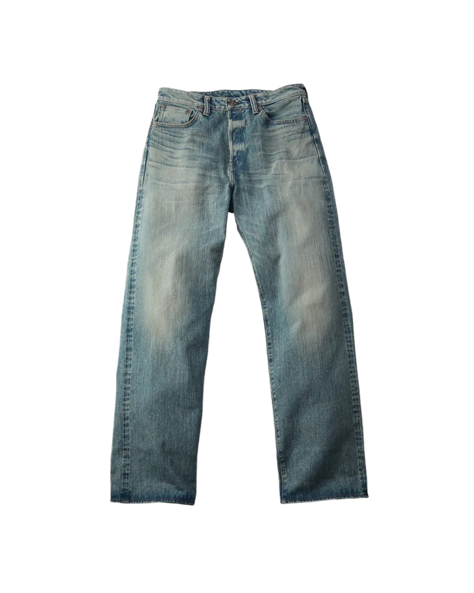 The Flat Head FN-D111C Left Hand Zimbabwe Cotton Wide Straight Real Aging Jeans
