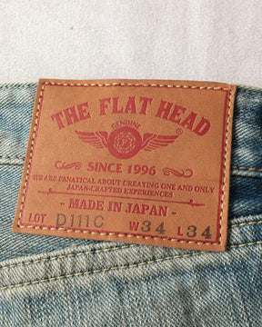 The Flat Head FN-D111C Left Hand Zimbabwe Cotton Wide Straight Real Aging Jeans