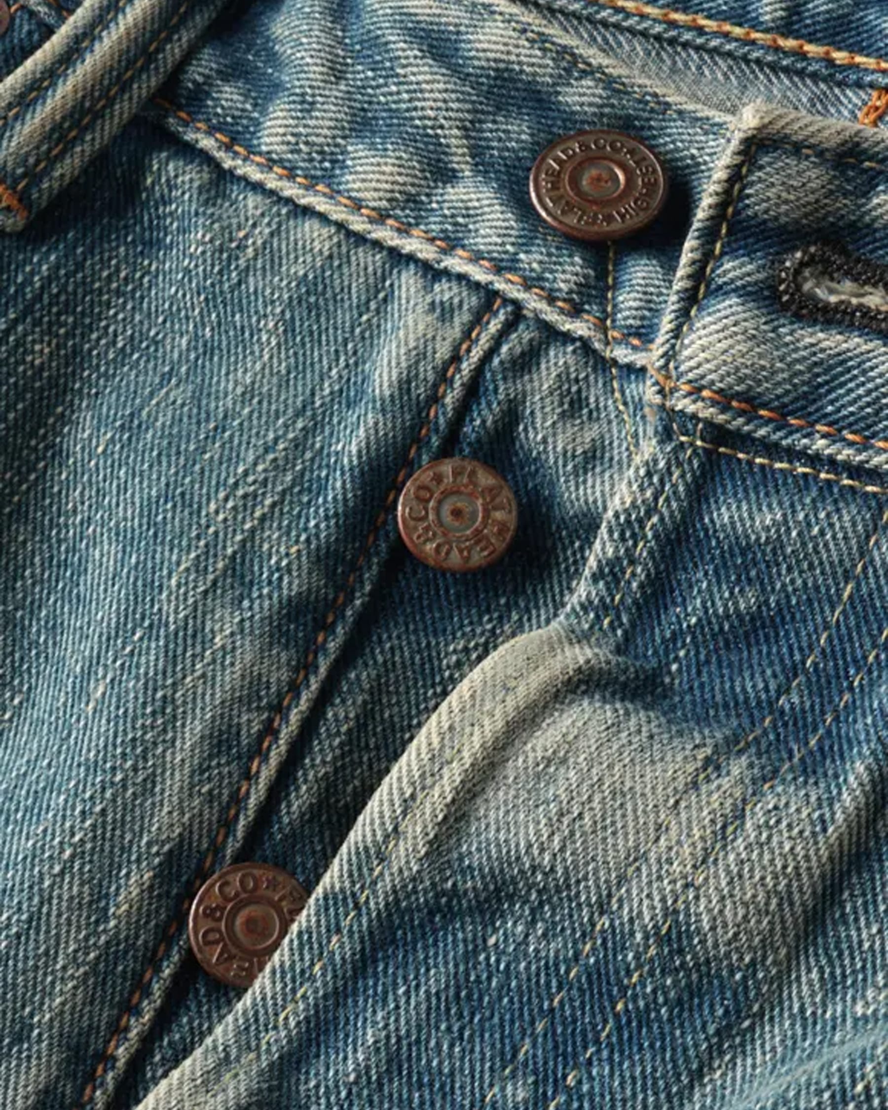 The Flat Head FN-D111C Left Hand Zimbabwe Cotton Wide Straight Real Aging Jeans