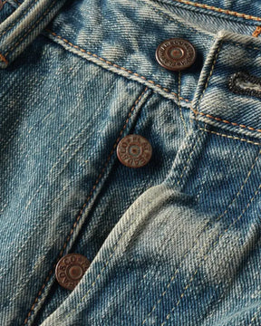 The Flat Head FN-D111C Left Hand Zimbabwe Cotton Wide Straight Real Aging Jeans