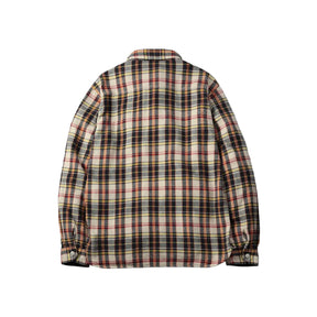 Flat Head FN-SNR-014L Flannel Check Work Shirt Ivory x Black FINAL SALE