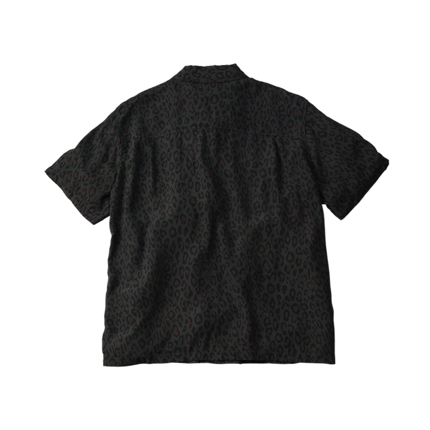 The Flat Head FN-SRO-009S Short Sleeve Leopard Shirt Black