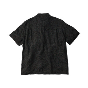 The Flat Head FN-SRO-009S Short Sleeve Leopard Shirt Black