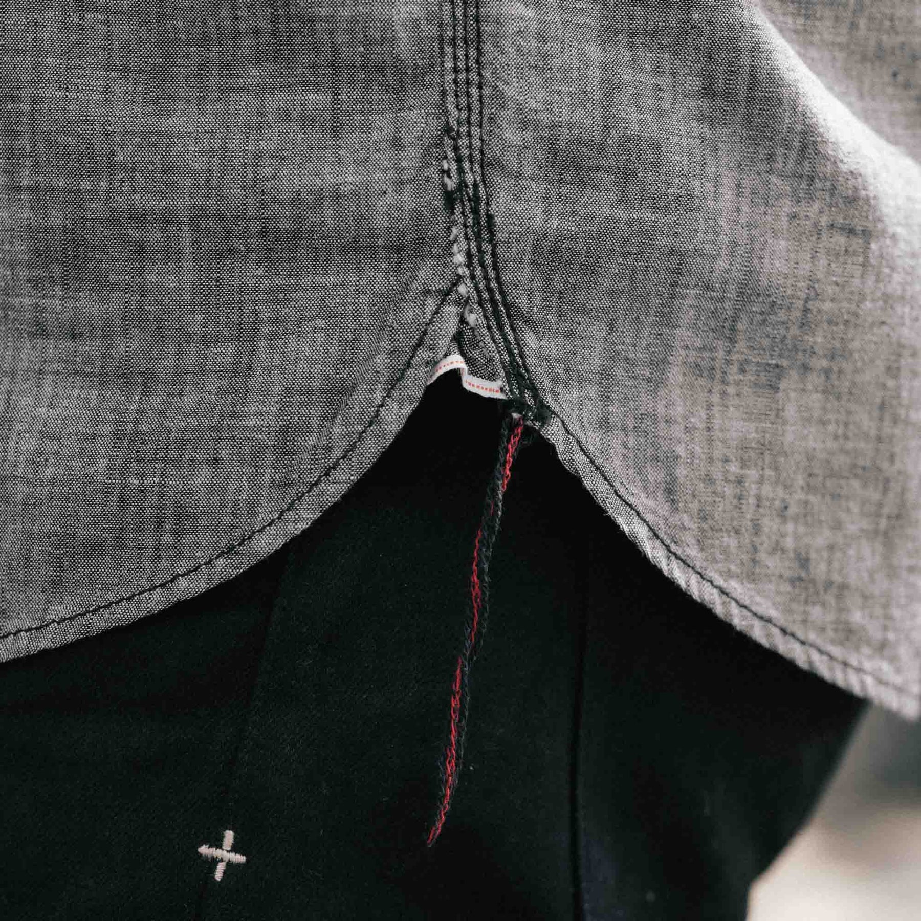 The Flat Head FN-SCK-01OS Chambray Short Sleeve Work Shirt Black