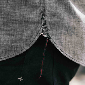 The Flat Head FN-SCK-01OS Chambray Short Sleeve Work Shirt Black