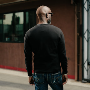 The Flat Head Henley Neck Thermal Black
