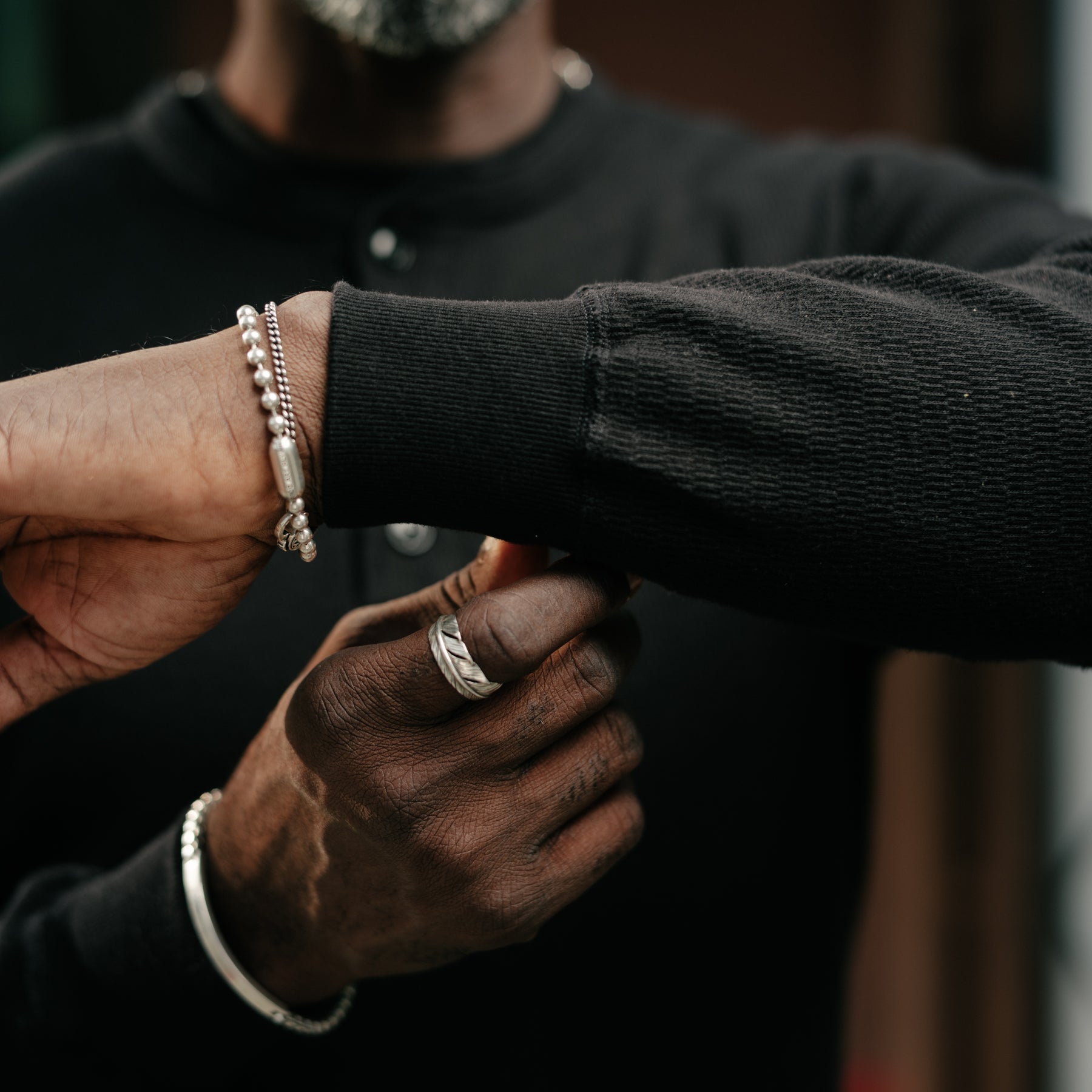 The Flat Head Henley Neck Thermal Black