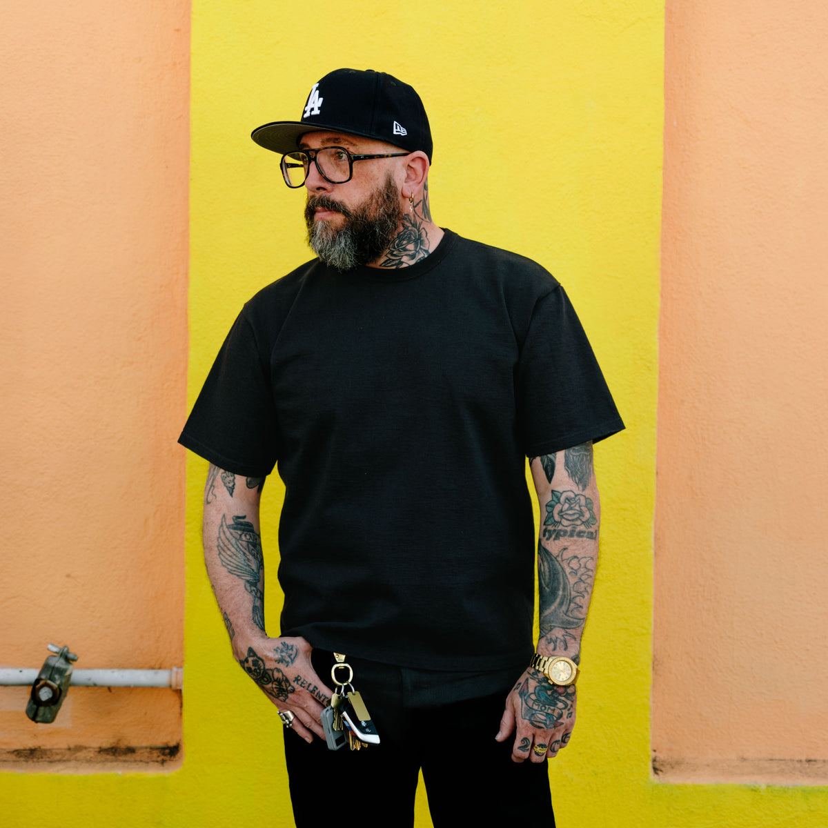 The Flat Head FN-HTK-001 20oz Heavyweight T-Shirt Black