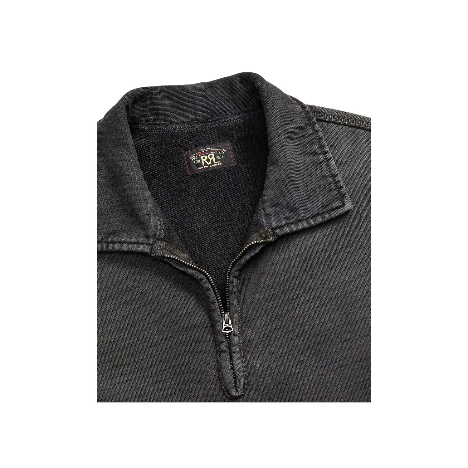 RRL French Terry Quarter-Zip Pullover Faded Black