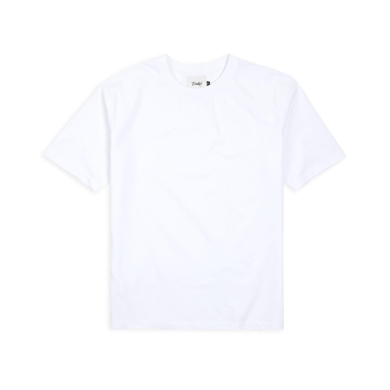 Drake's White Cotton Crew Neck Hiking T-Shirt FINAL SALE