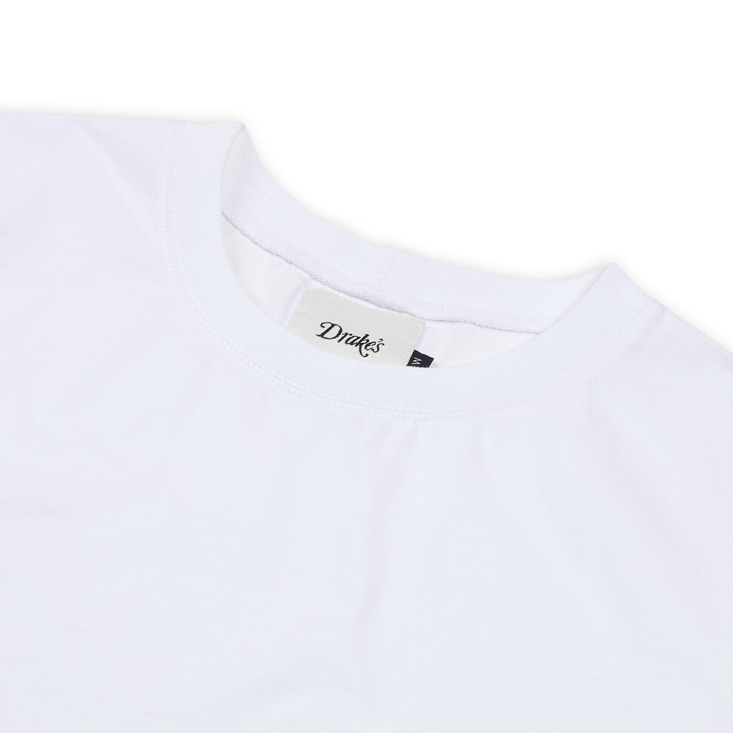 Drake's White Cotton Crew Neck Hiking T-Shirt FINAL SALE