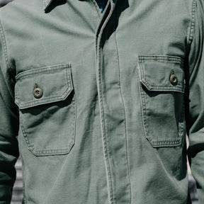 Imogene + Willie Military Shirt Jacket in Fatigue Green