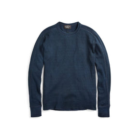 RRL Indigo Jacquard-Knit Crewneck Rinsed Blue Indigo
