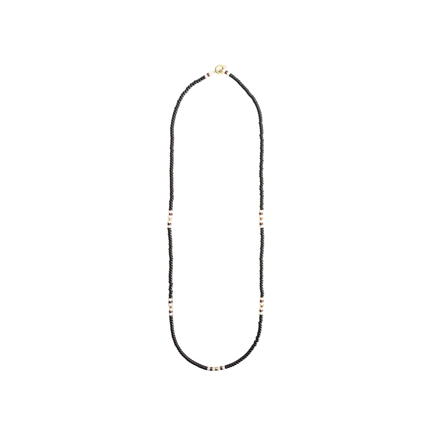 Kobashi Studio Japanese Beads Long Necklace Black | White | Dark Cherry