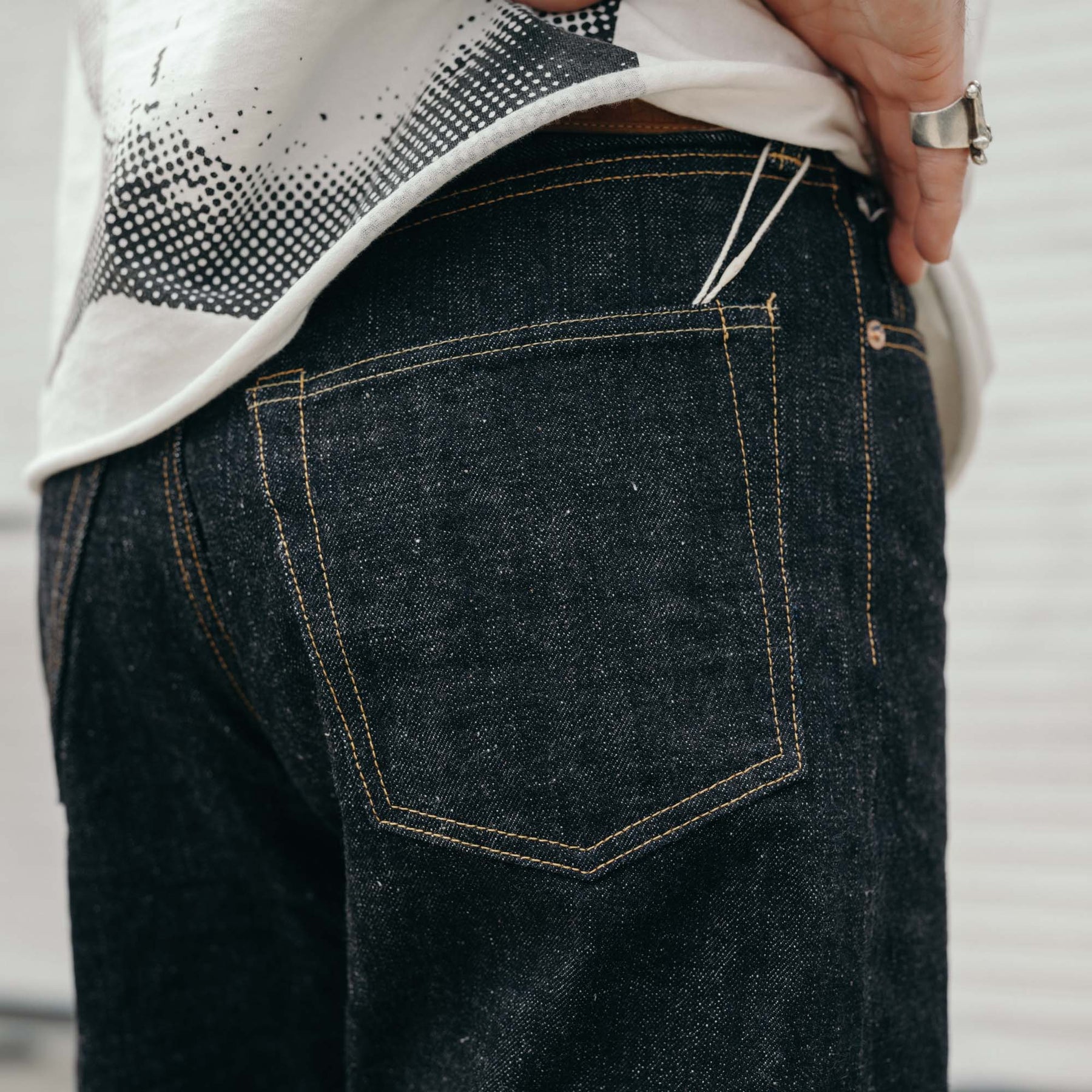 Omoto 0811 15.5oz Slub-Nep Denim Loose Fit Button Fly Indigo