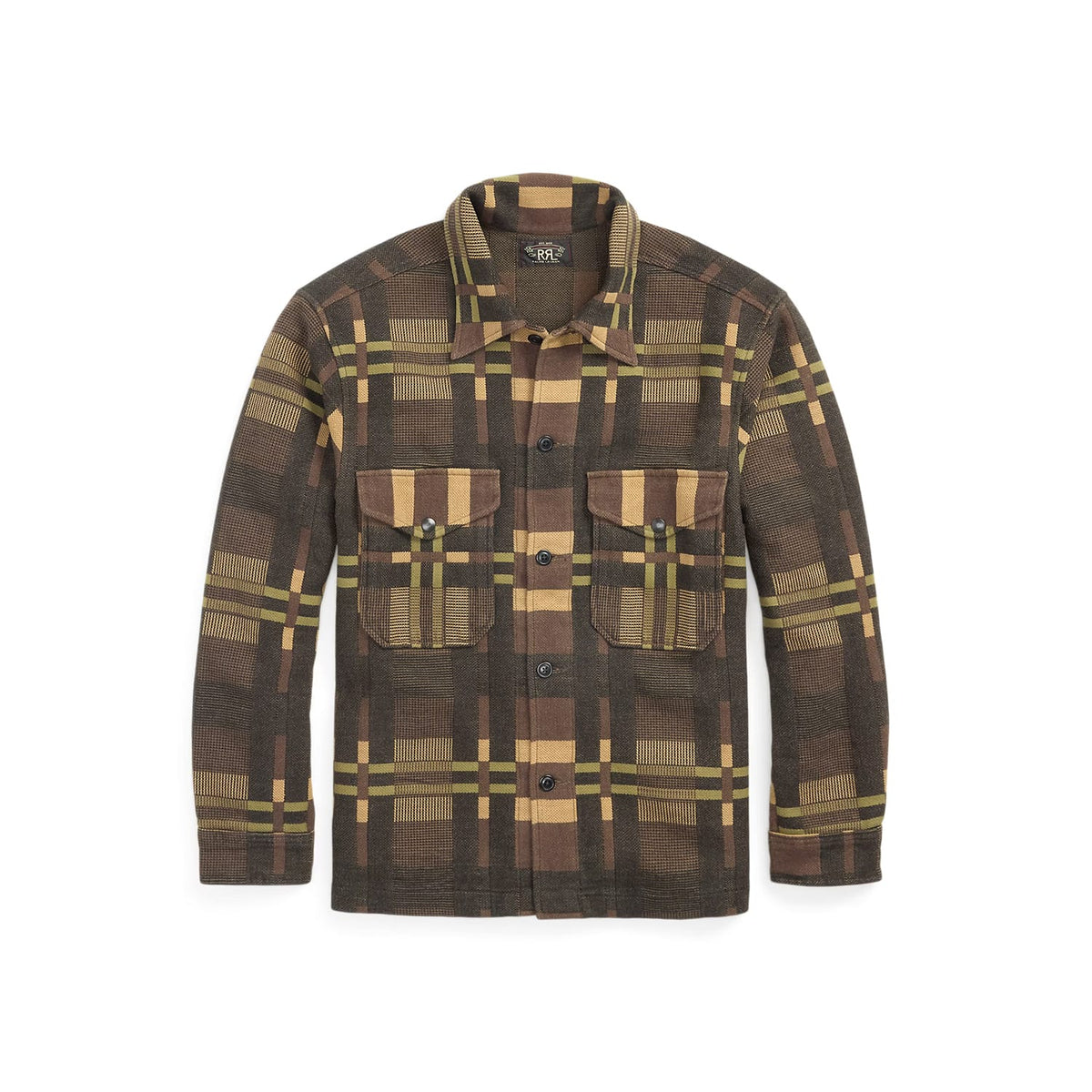 RRL Patterned Jacquard Overshirt Brown Multi FINAL SALE