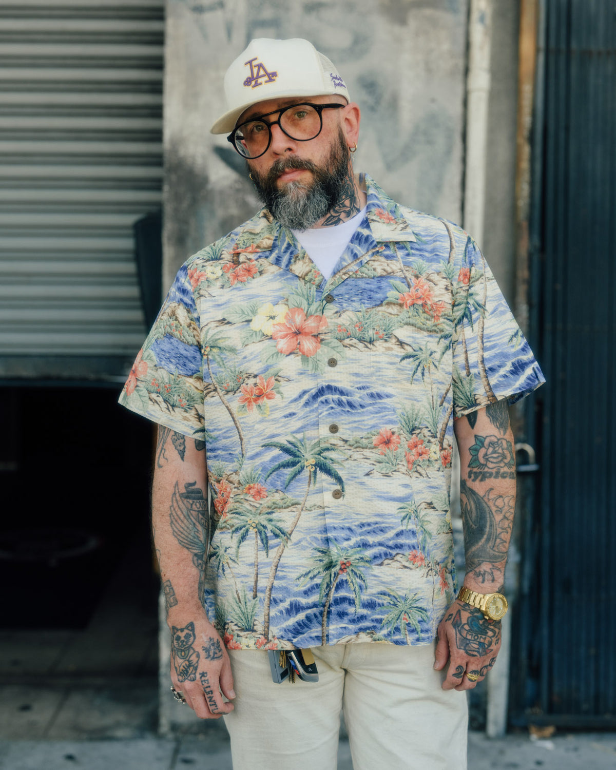 Polo Ralph Lauren Classic Fit Seersucker Camp Shirt Harbor Cove Palms FINAL SALE