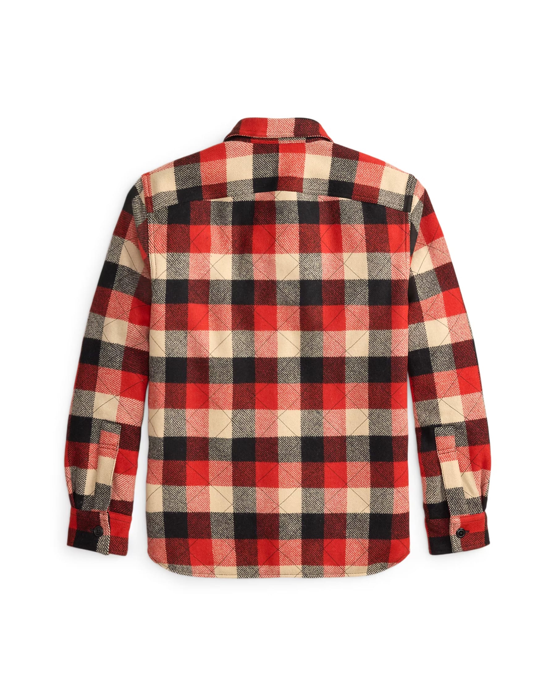 RRL Quilted Plaid Wool Overshirt Red/ Black