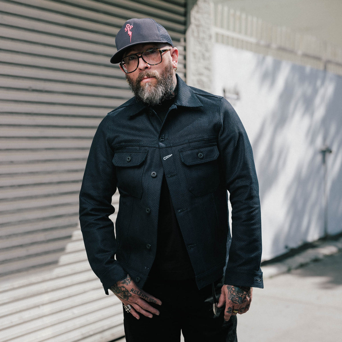 Rogue Territory x Snake Oil Provisions Cruiser Jacket Indigo Sashiko