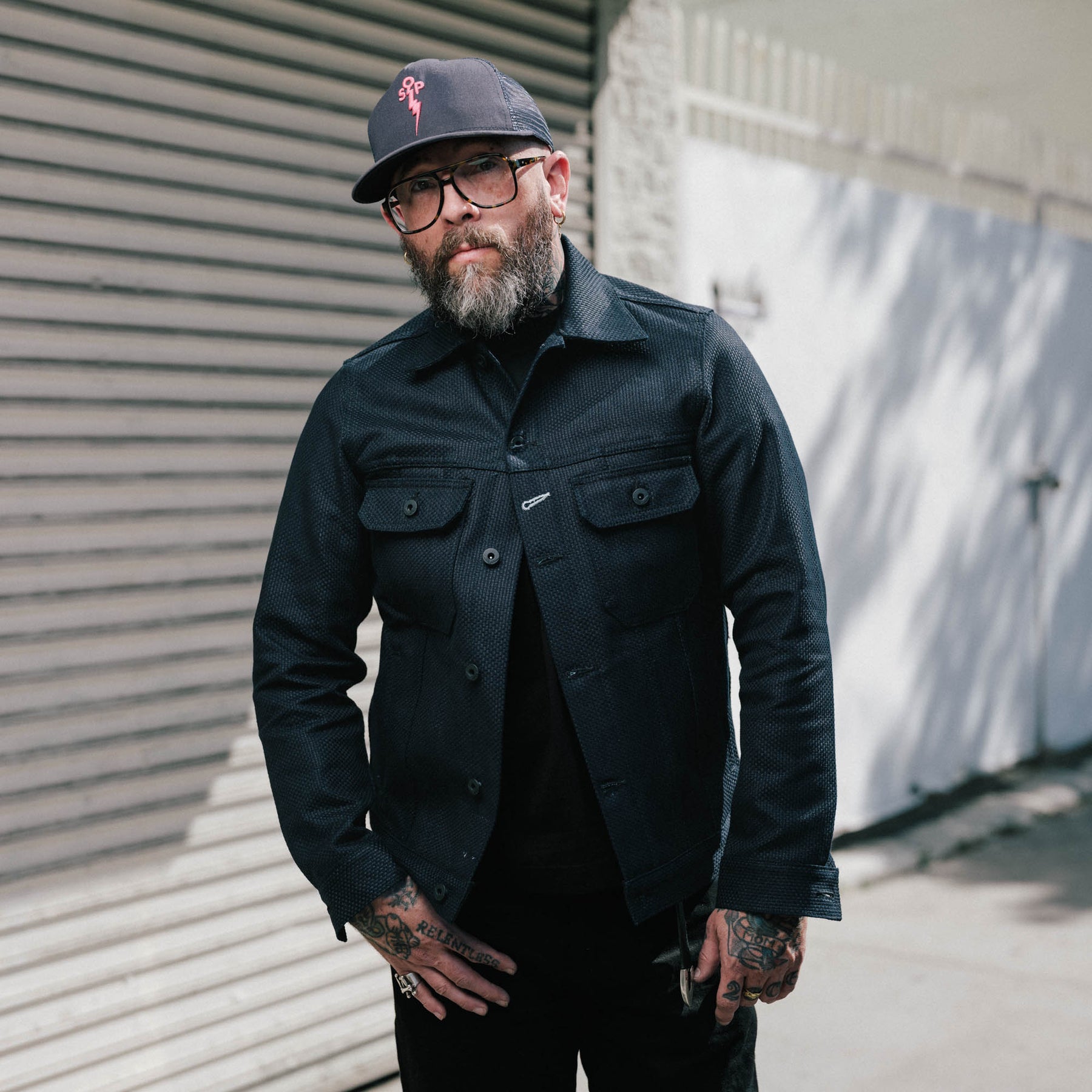 Rogue Territory x Snake Oil Provisions Cruiser Jacket Indigo Sashiko