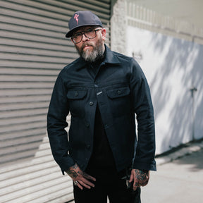 Rogue Territory x Snake Oil Provisions Cruiser Jacket Indigo Sashiko