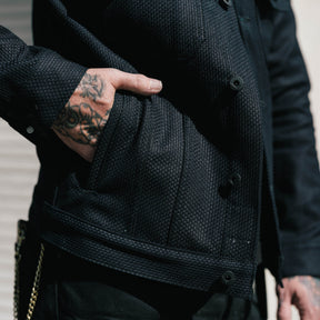 Rogue Territory x Snake Oil Provisions Cruiser Jacket Indigo Sashiko