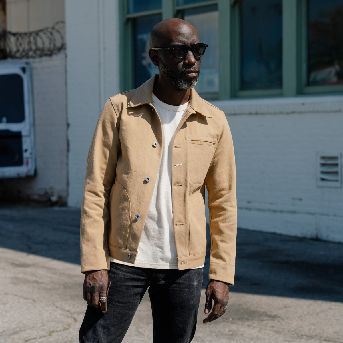Rogue Territory Supply Jacket Rinsed Selvedge Denim Tan FINAL SALE