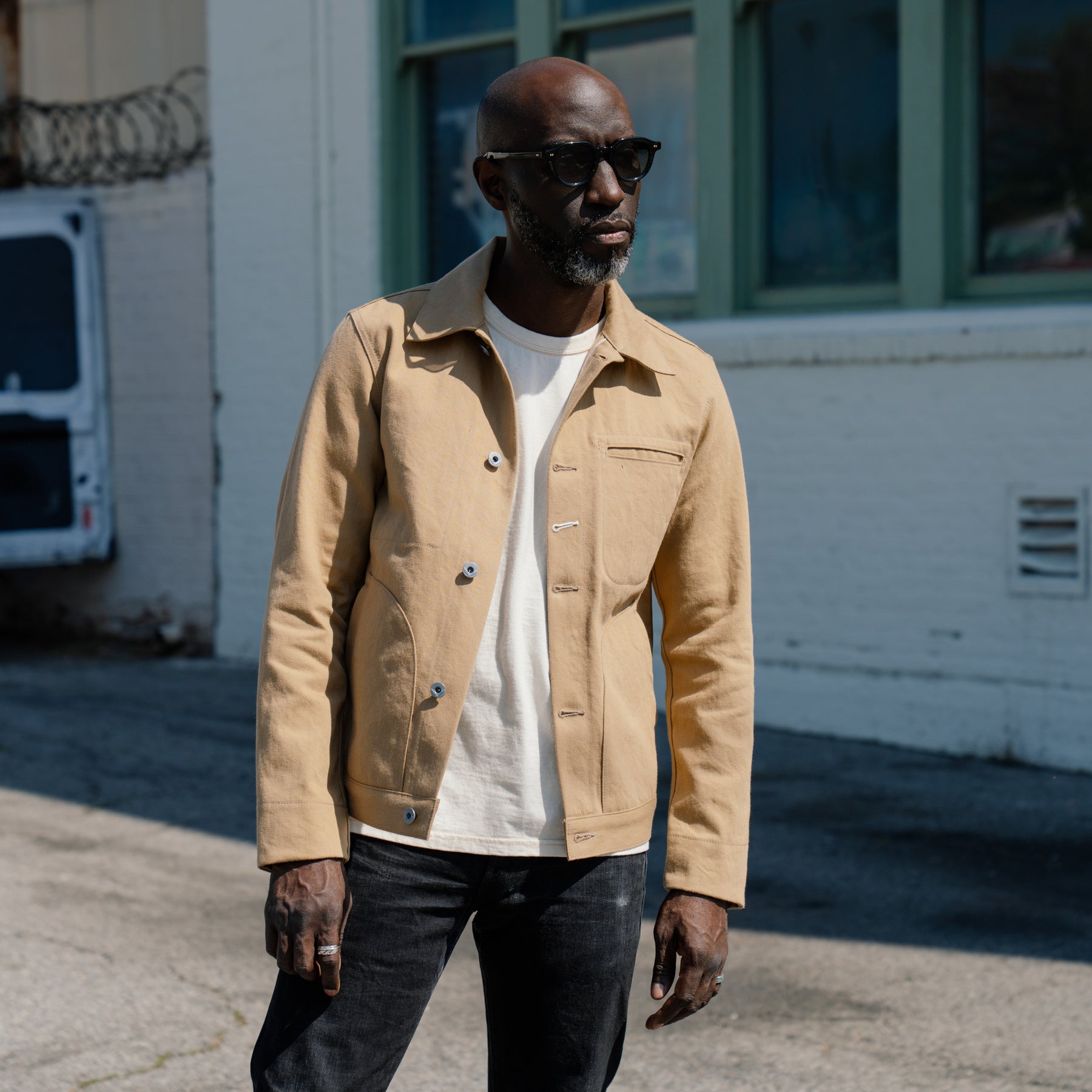 Rogue Territory Supply Jacket Rinsed Selvedge Denim Tan FINAL SALE