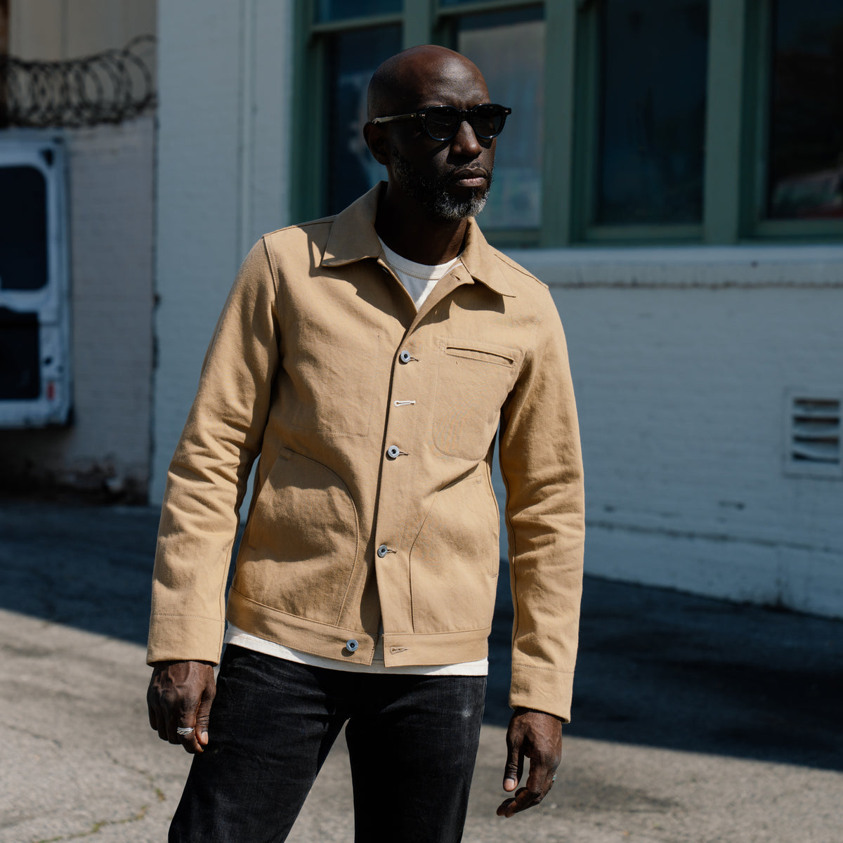 Rogue Territory Supply Jacket Rinsed Selvedge Denim Tan FINAL SALE