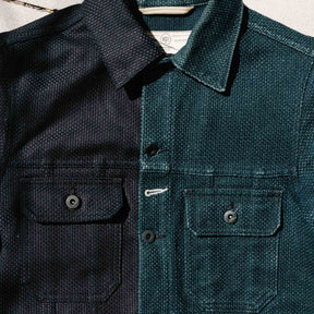Rogue Territory x Snake Oil Provisions Cruiser Jacket Indigo Sashiko