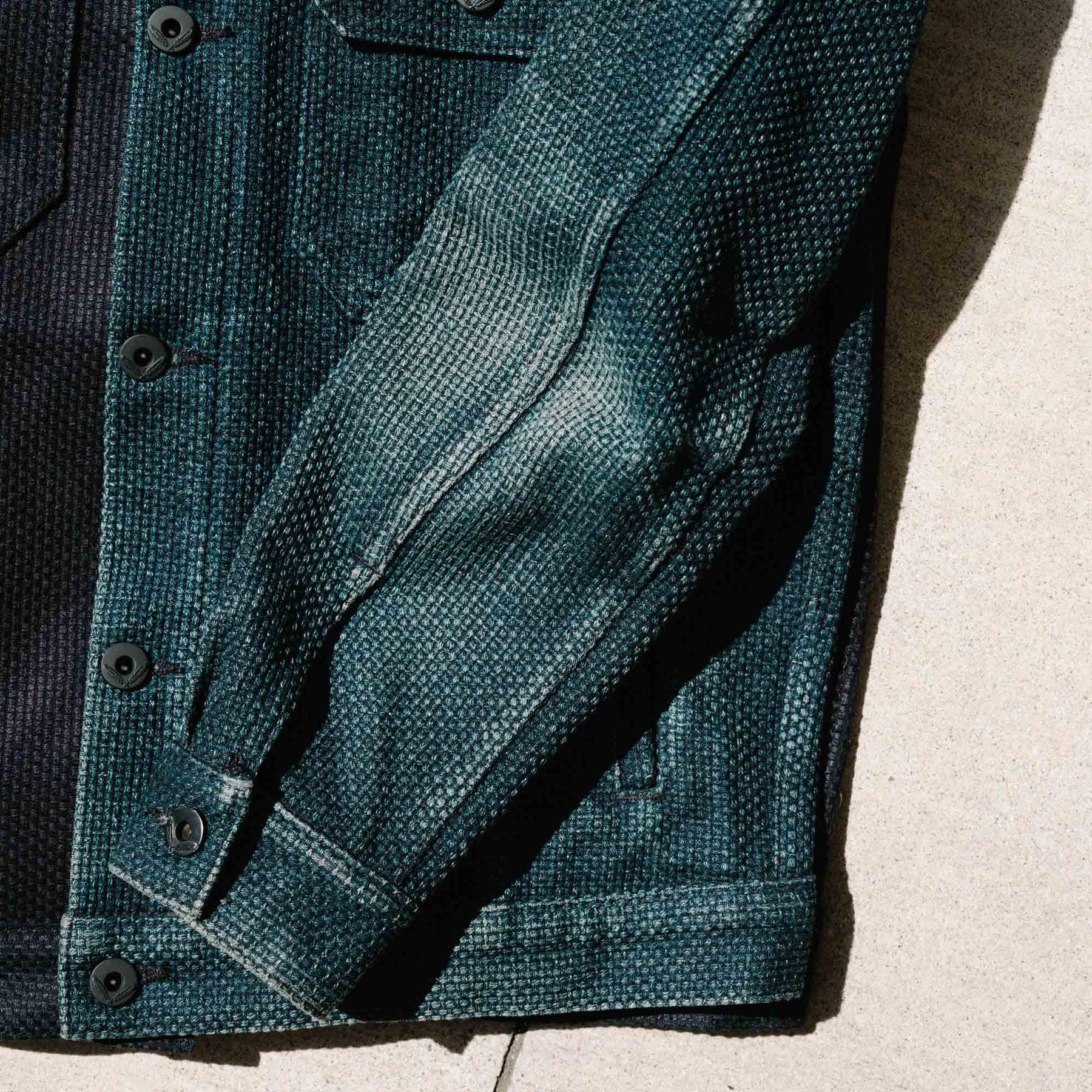 Rogue Territory x Snake Oil Provisions Cruiser Jacket Indigo Sashiko