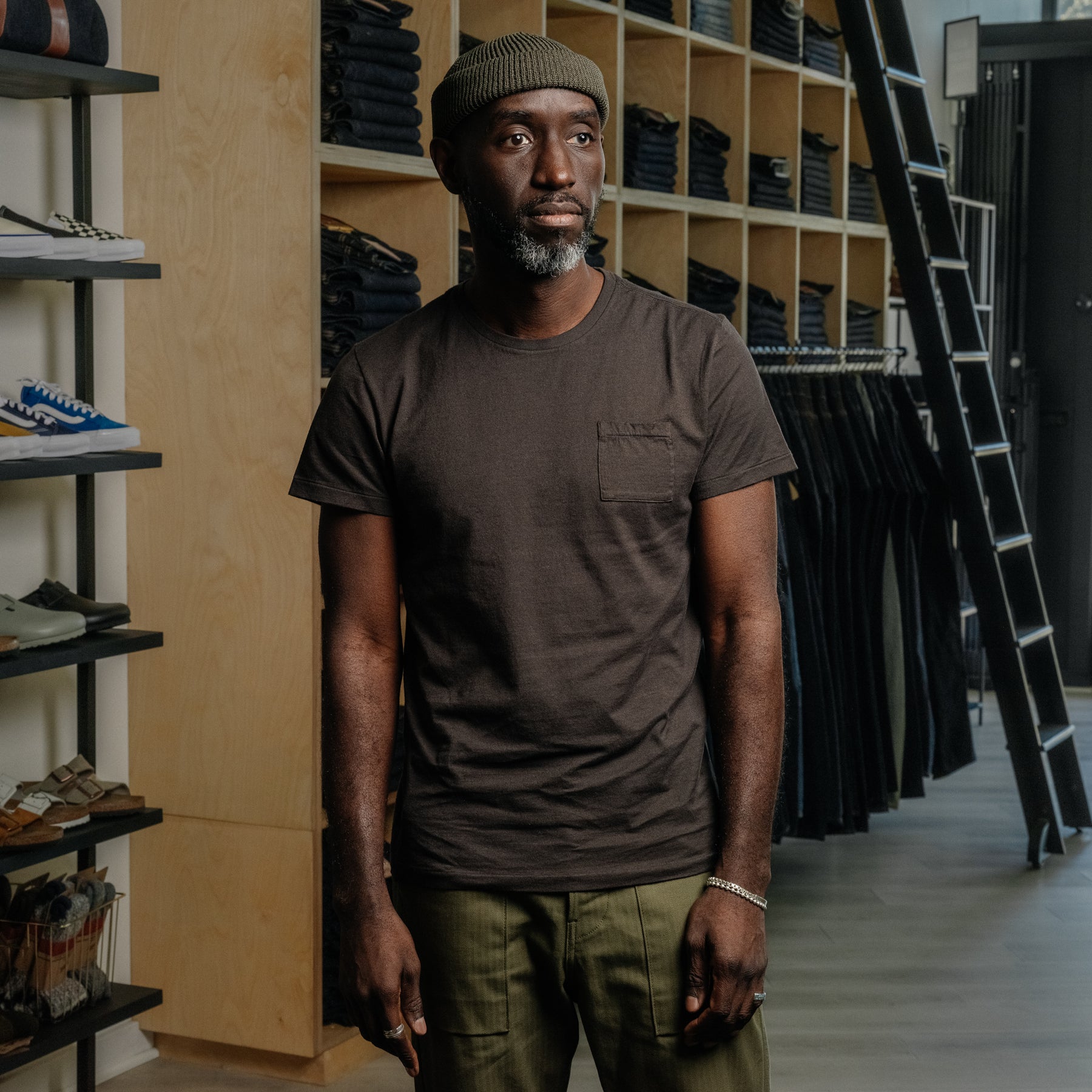 RRL Cotton Jersey Pocket T-Shirt Faded Black Canvas