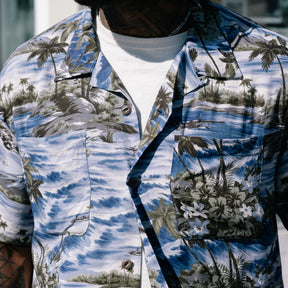RRL Tropical Print Camp Shirt Blue Multi FINAL SALE