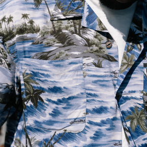 RRL Tropical Print Camp Shirt Blue Multi FINAL SALE