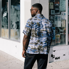 RRL Tropical Print Camp Shirt Blue Multi FINAL SALE