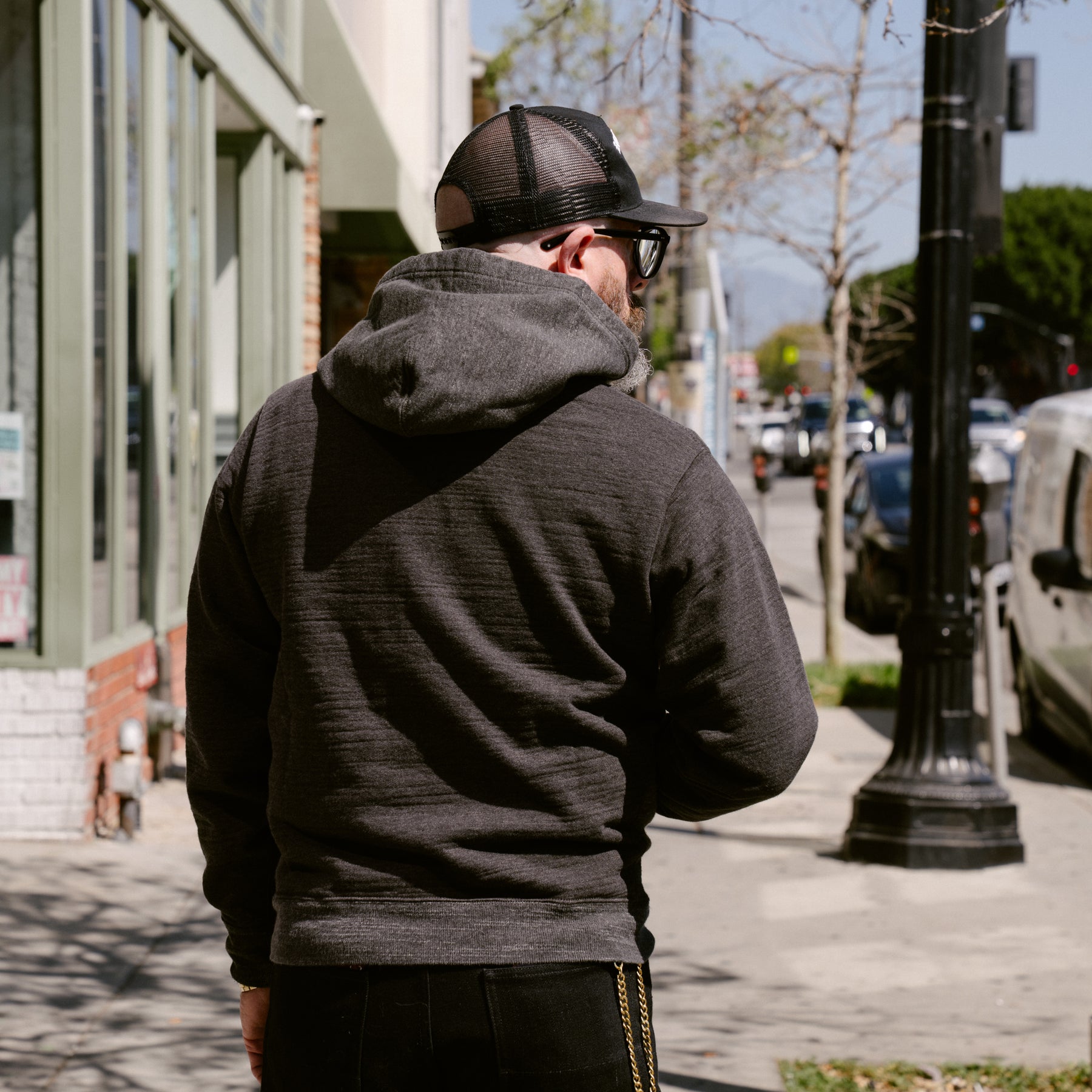 RRL French Terry Hoodie Charcoal Heather/ Multi